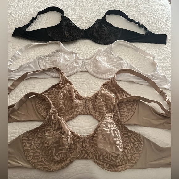 Olga Intimates & Sleepwear 3 Olga Sheer Leaves Minimizer Bras Black